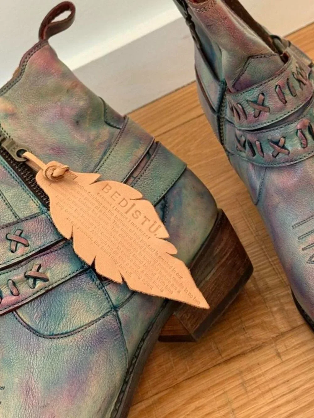 Iridescent Multicolor Western Ankle Boots for Women